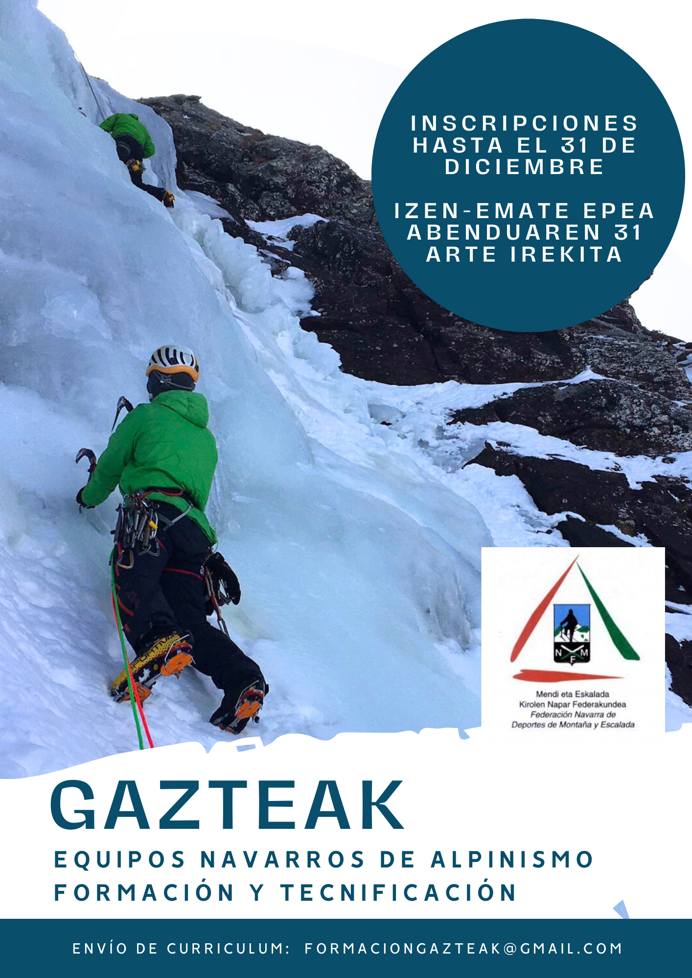 INSCRIPCI&Oacute;N ABIERTA EQUIPOS NAVARRO ALPINISMO GAZTEAK